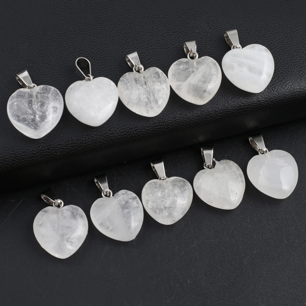 5pc Natural Stone Pendant Heart Clear Quartz Healing Crystals Stone Charms For Jewelry Making DIY Necklaces 29x20mm/26x16mm