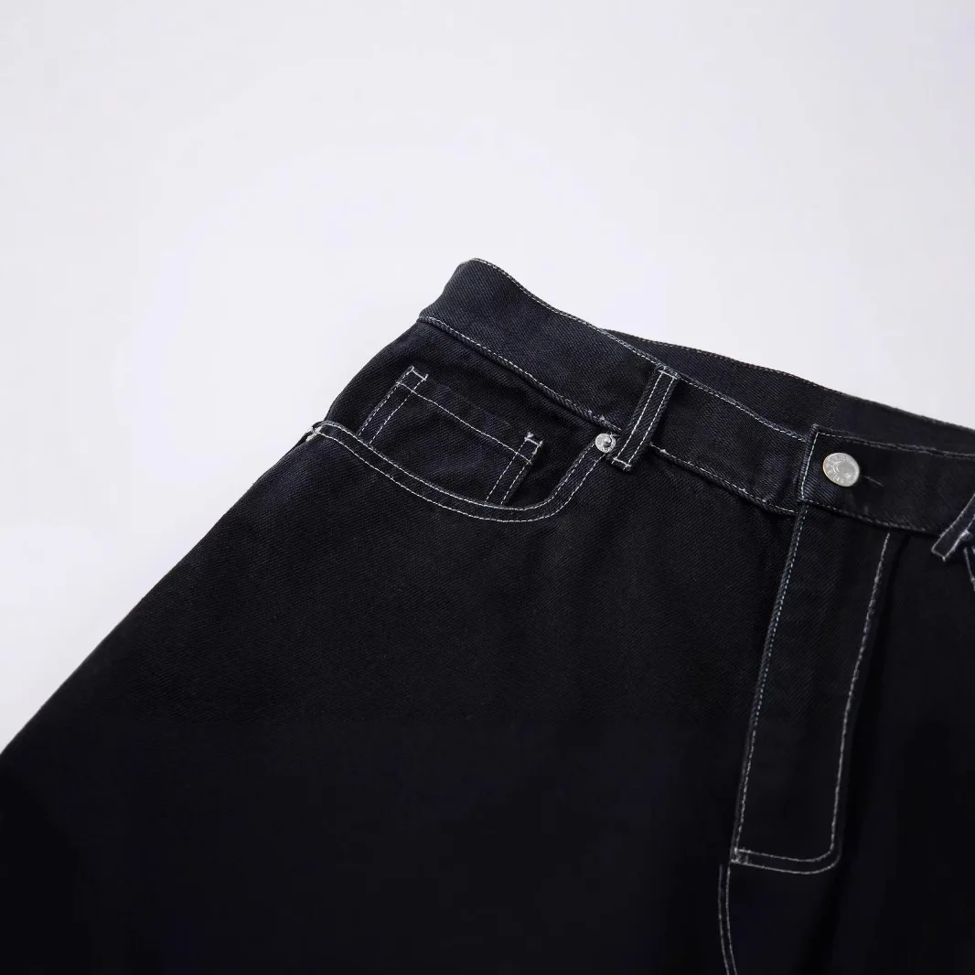 Nieuwe speciale ontwerp bedrukte jeans voor heren en dames, losse rechte mop retro lange broek