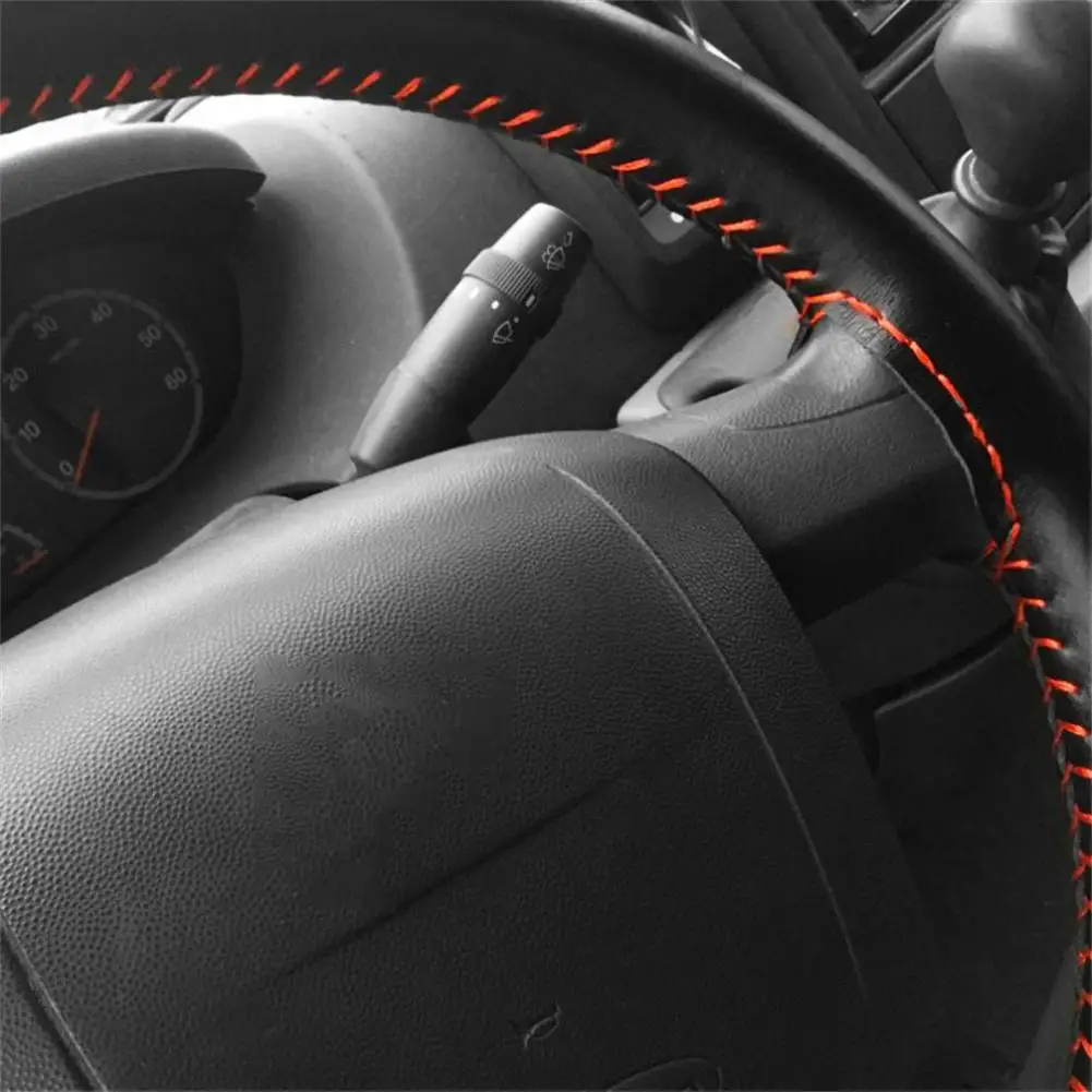 Microfiber Leather Car Steering Wheel Cover with Thread Universal Non-slip DIY Hand-sewn Steering Wheel Sleeve 36cm 38cm 40cm