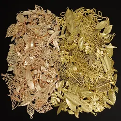 10/20/30/50pcs/Lot Random Mix Tree Leaf Pendant Jewelry Making Supplies Filigree Charms In Buk DIY Earring Ethnic Bracelet Charm
