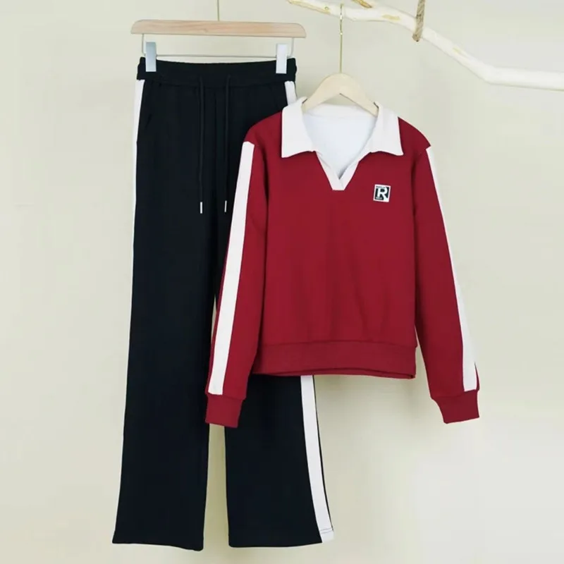 2024 autumn and winter new fashionable temperament slimming loose casual age reducing sportswear two-piece set