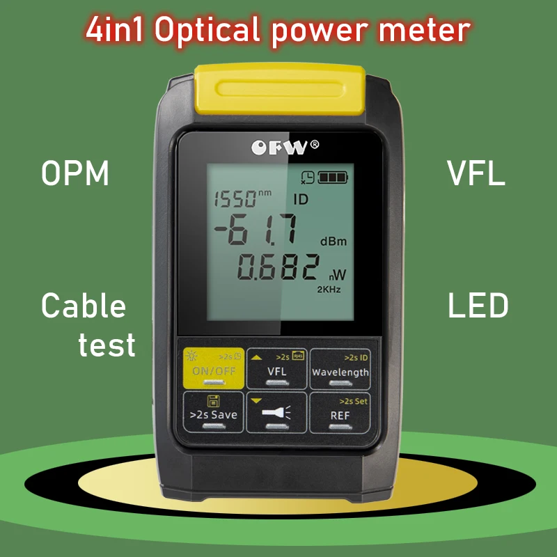 

FTTH 4 in 1 Fiber Mini Optical Power Meter, USB Charge, Li-Lion Battery, mini OPM VFL 20/30MW SC/FC/ST Optical Cable Tester