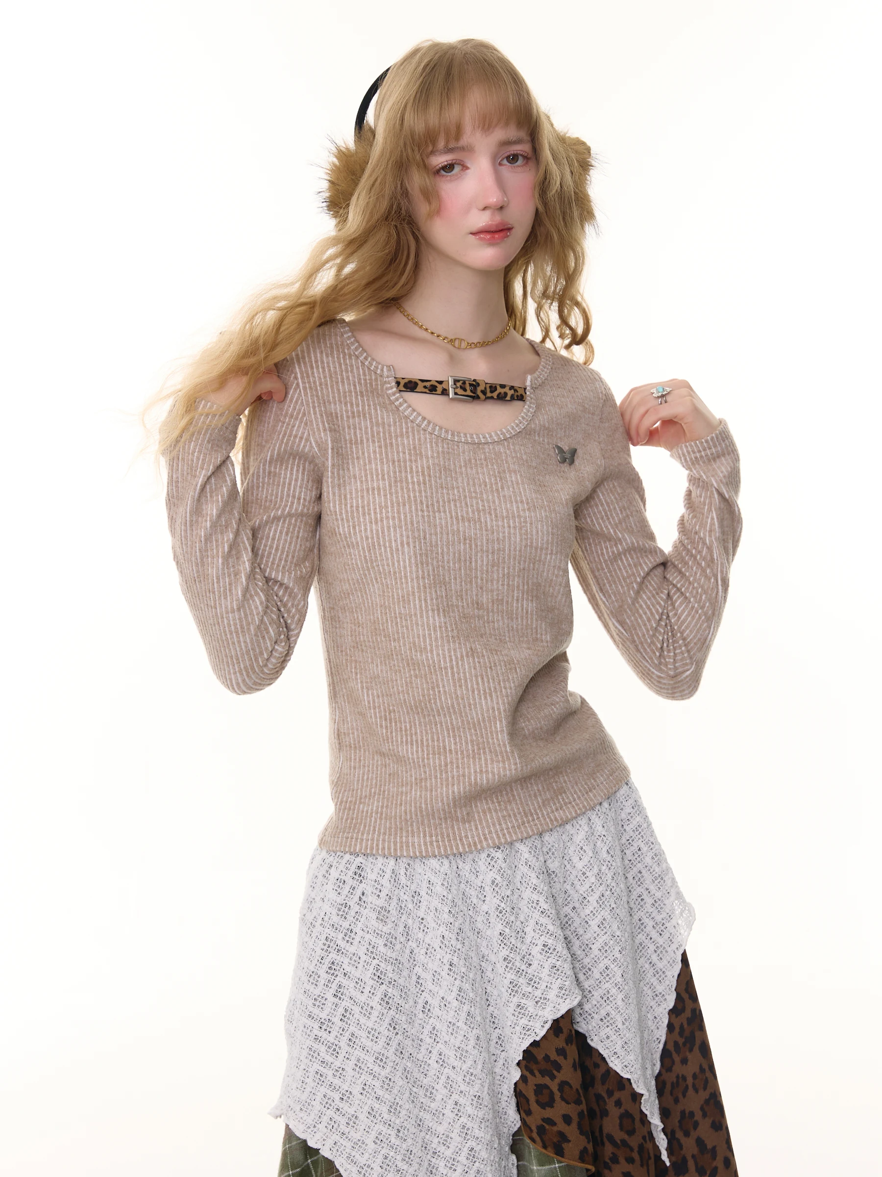 

ZiziFei женская облегающая длинная трикотажная футболка све на пуговицах Ne с леопардовым принтом Base irt американский дизайн осенне-зимний топ