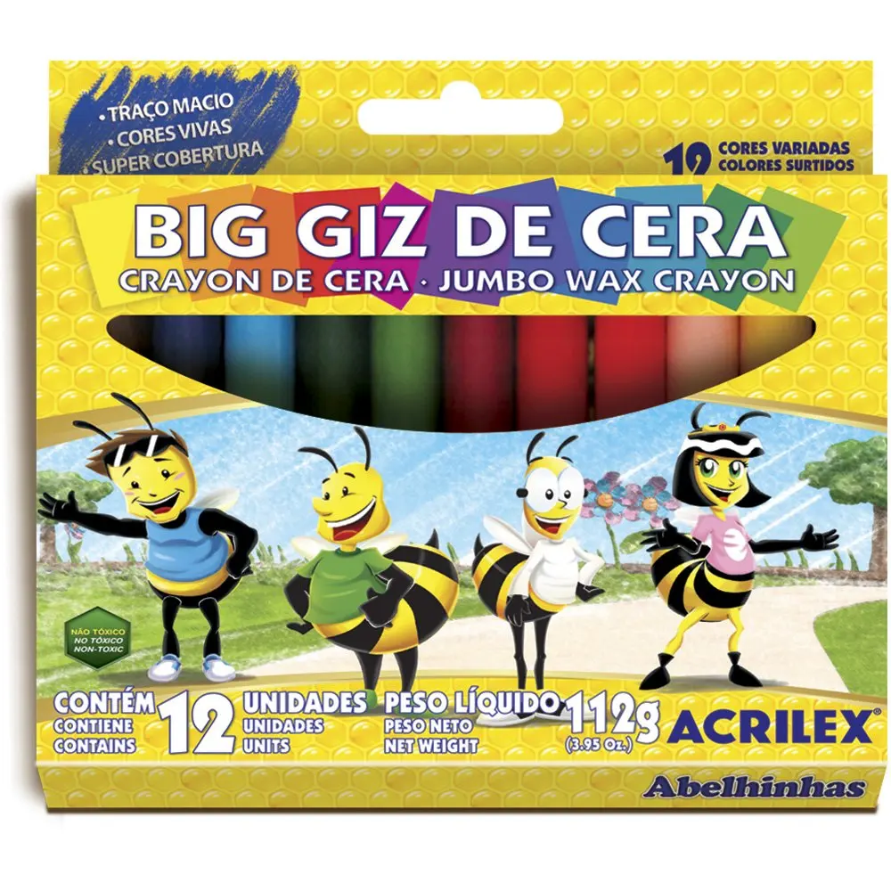 Giz de Cera Big 12 Cores - Acrilex