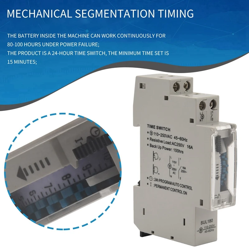 Sul180a 15 Minutes Mechanical Timer 24 Hours Programmable Din Rail Timer Time Switch Relay Measurement Analysis Instruments New