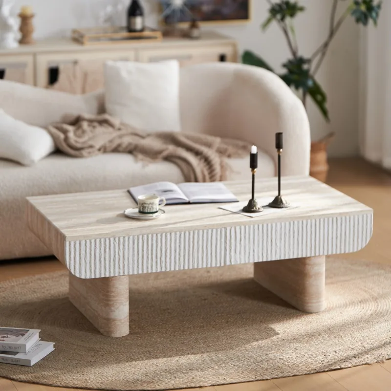 

Modern Beige Fabric Sectional Sofa with Ottoman Comfortable Living Room Lounge Couch with Wooden Legs