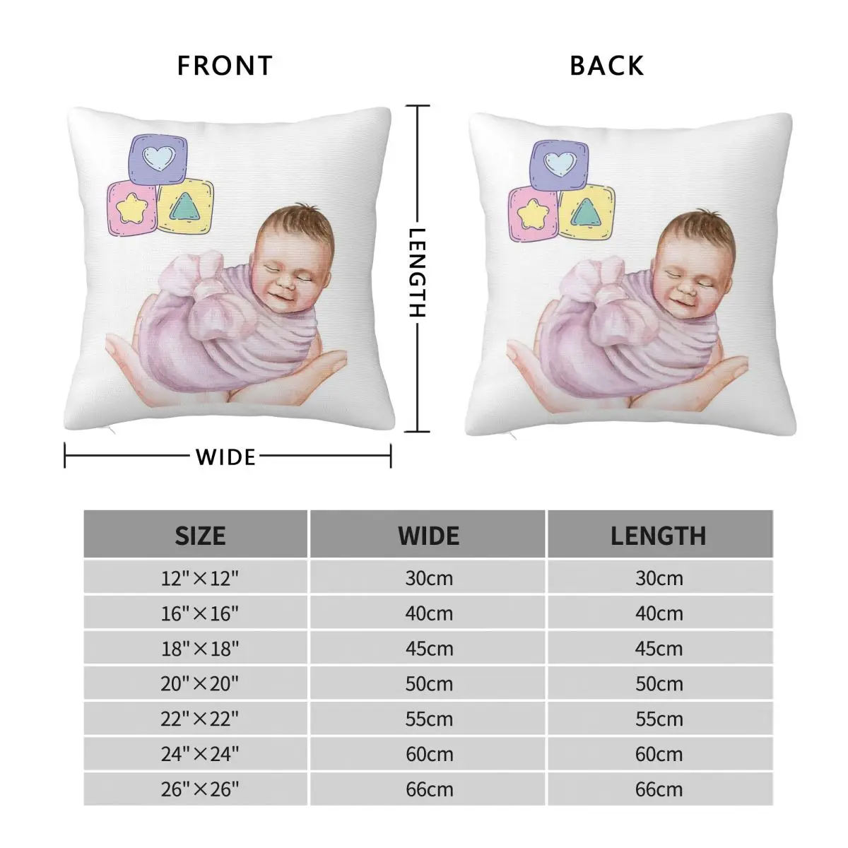 Newborn Joy Wrapped In Softness Square Pillowcase Polyester Linen Velvet Printed Decor Pillow Case Room Cushion Cover Wholesale