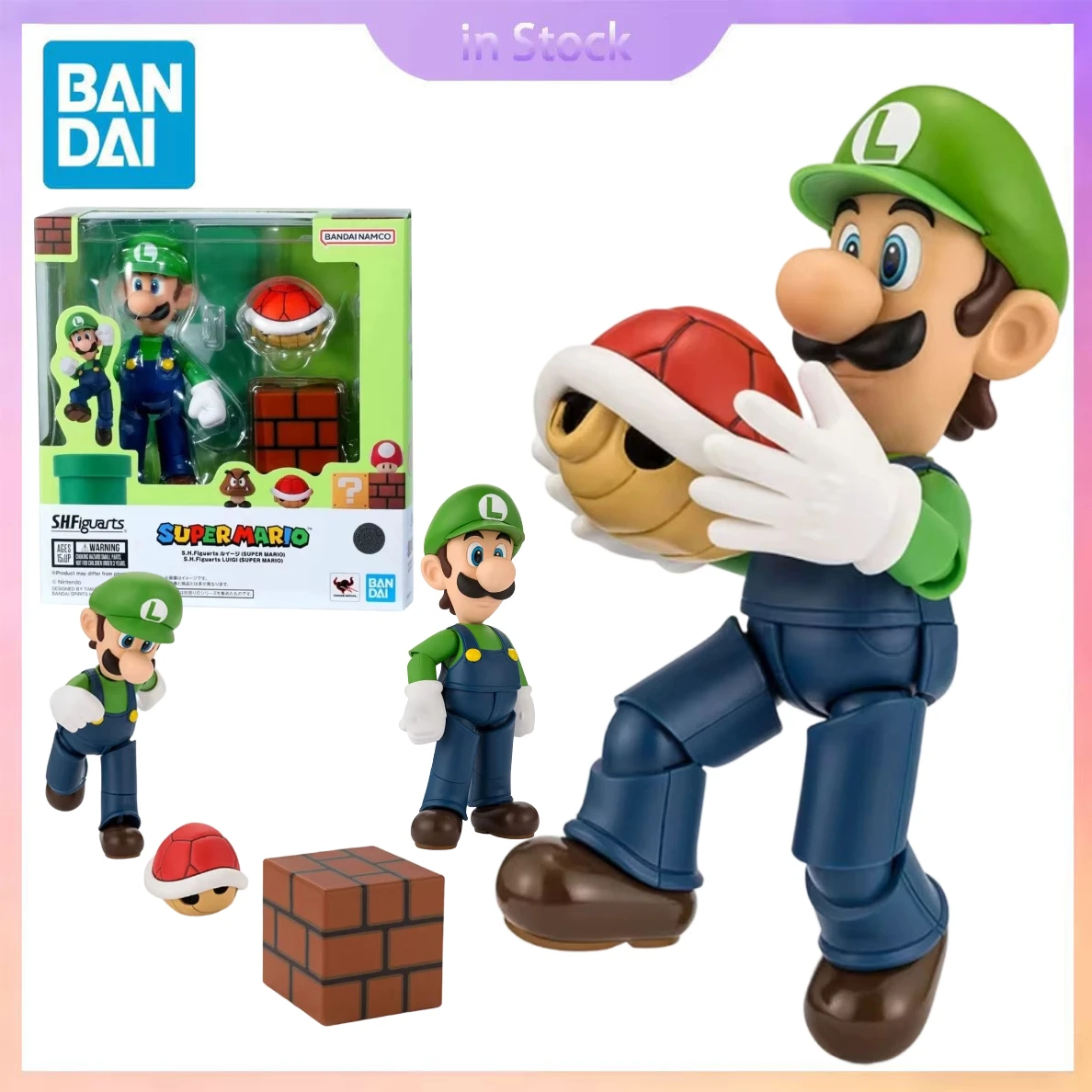 

Оригинальные фигурки Bandai Super Mario SHF Luigi, коллекционные модели аниме-персонажей, подарок для мальчиков и девочек на день рождения