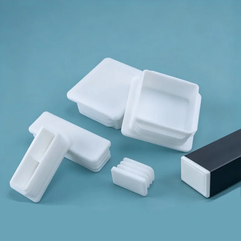 Square/Rectangle White Plastic Pipe Plug Blanking End Cap Tube Plug Anti-slip Table Chair Foot Cover Steel Table Leg Feet Pad