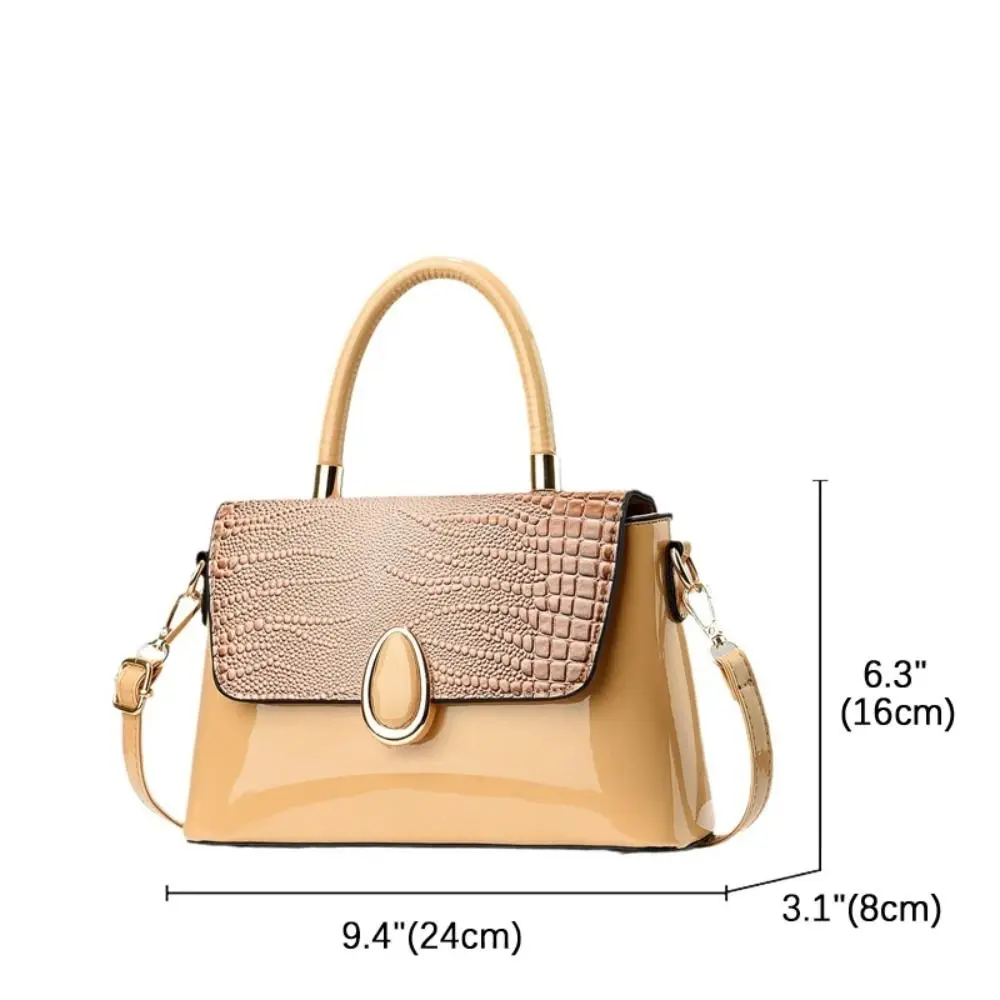 Korean Style Women Handbag Trendy PU Leather Pearlite Layer Shoulder Bags Small Square Pocket