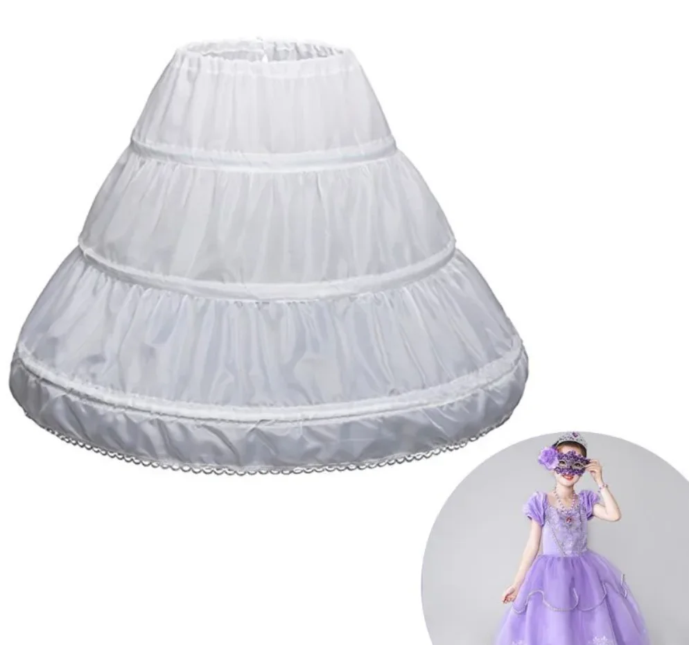 

3 Hoops Petticoat for Flower Girl Dress Kid Cloth Crinoline Underskirt Wedding Accessories For Girl's Dress