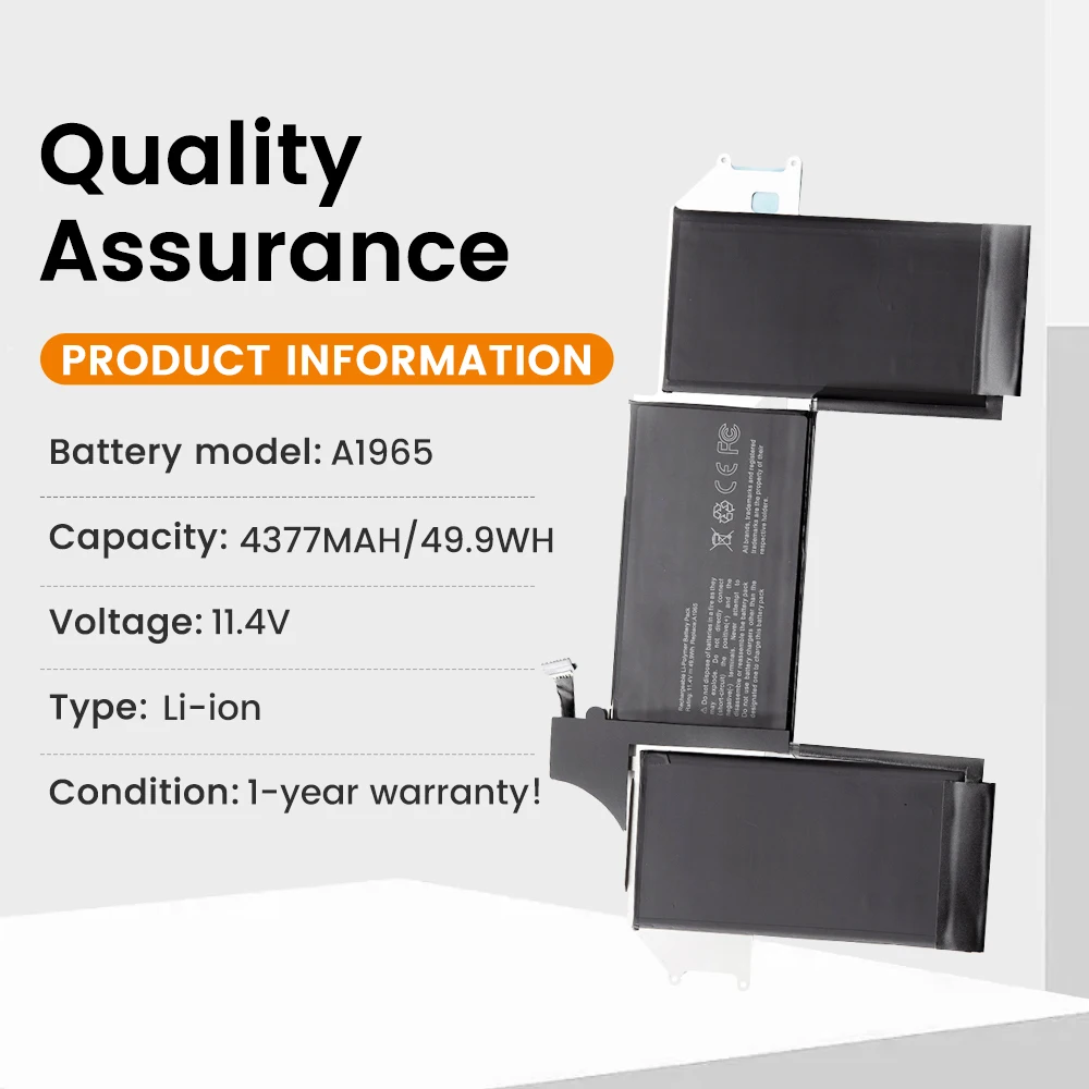 BGBT A1965 Laptop Battery for Apple MacBook Air 13 Inch A1932 2018 2019 Notebook Batteries Akku Free Tool 1-Year Warranty
