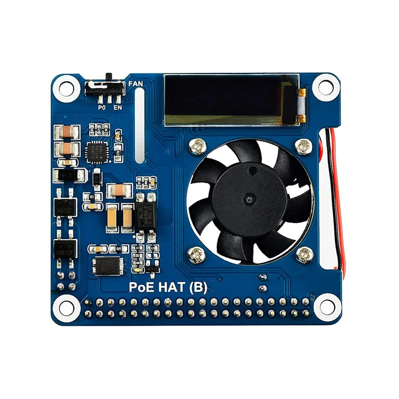 Waveshare Power Over Ethernet Hat Support 802.3af Poe Netwerkuitbreidingskaart Met Oled Voor Raspberry Pi 4 Model B/3b +