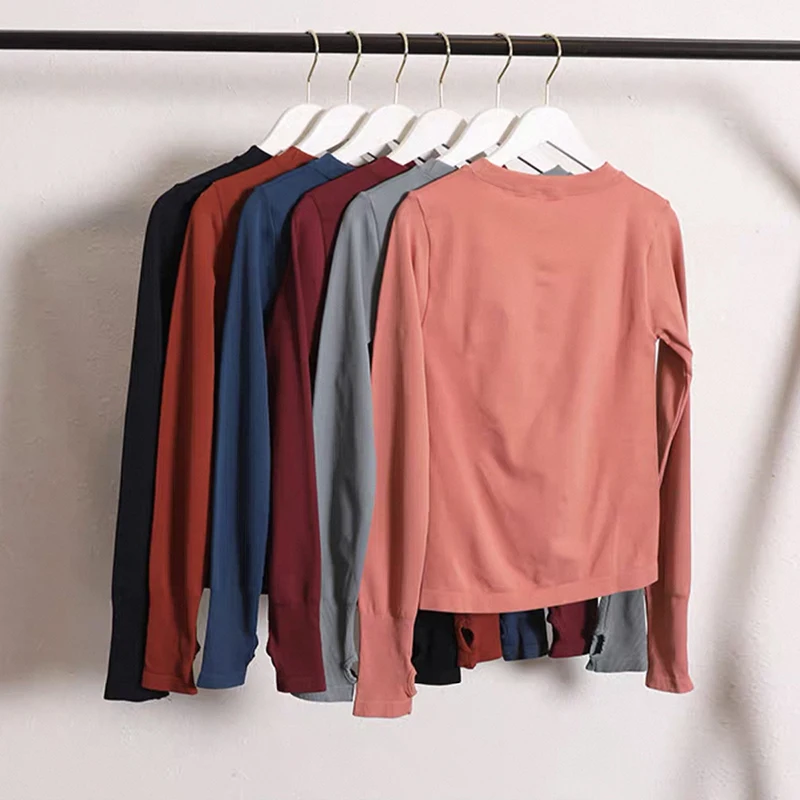 Women's Slim Fit Long Sleeve Yoga Sports Top Breathable Stretch Pilates Training Running Fitness T-Shirt for Autumn Winter