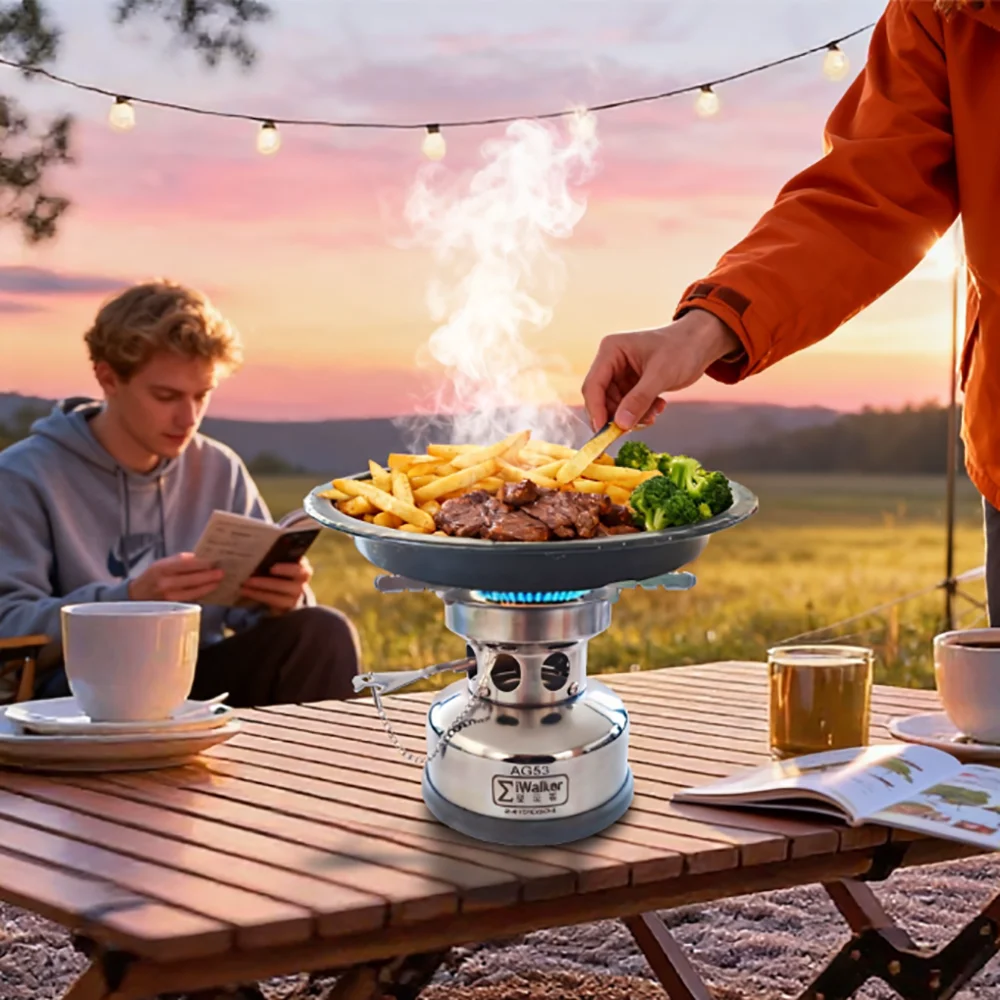 IWALKER AG53 Benzinkocher, tragbarer Mini-Campingkocher aus Edelstahl mit hoher Leistung und geräuschlosem Brenner, Outdoor-Reisen und Picknicks – Detail 26