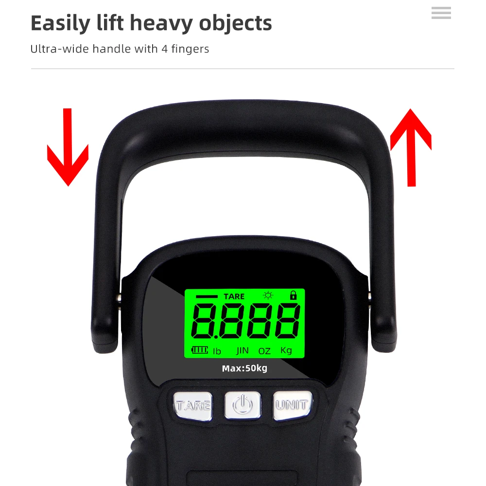 50Kg/5g LCD Digital Display Hanging Hook Scale kg/oz/TEMP/lb Backlight Portable Fishing Travel Mini Electronic Weighing Scale
