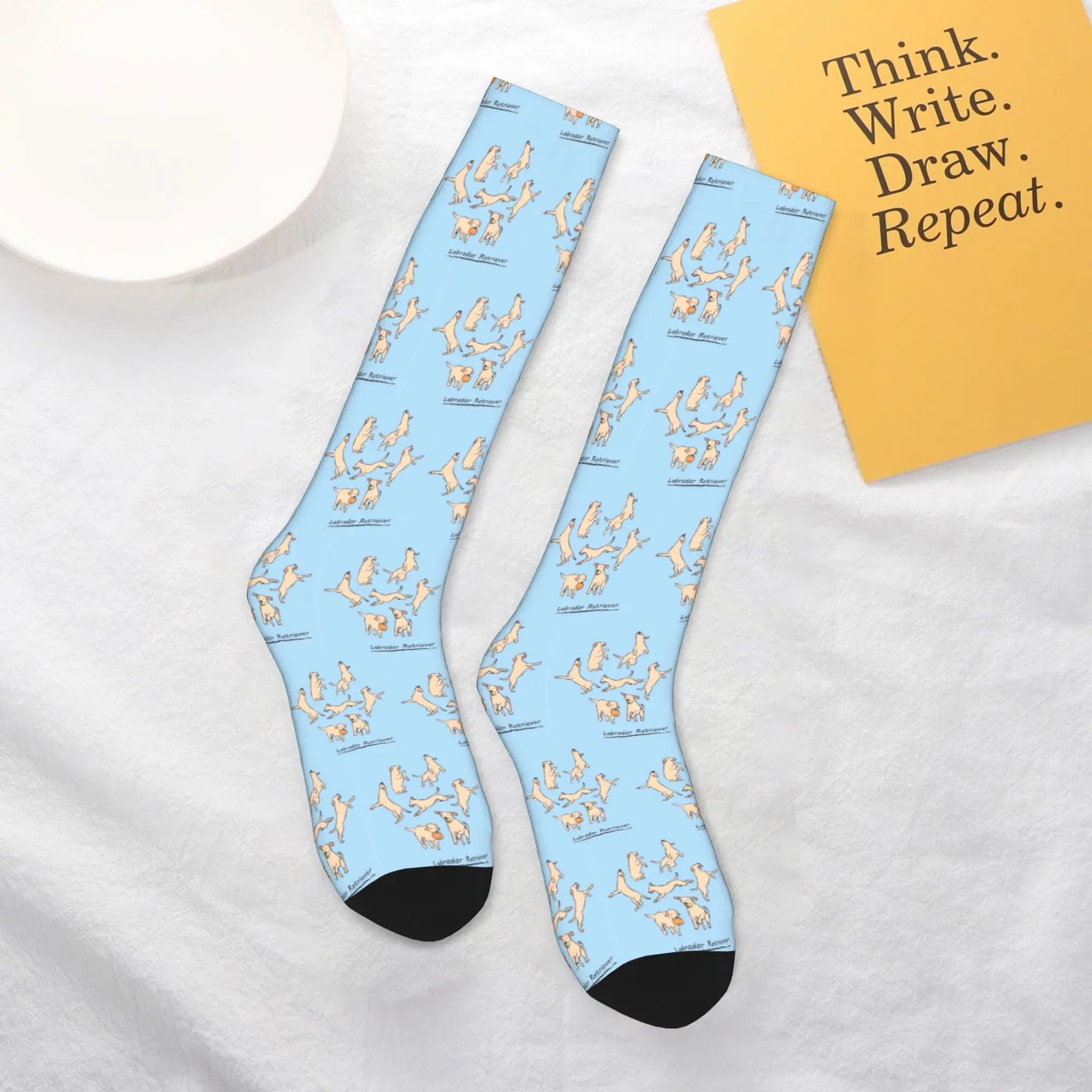 

Всесезонные чулки для экипажа, светло-желтые носки с лабораторным лабрадором-ретривером, длинные носки в стиле хип-хоп, аксессуары для мужчин и женщин