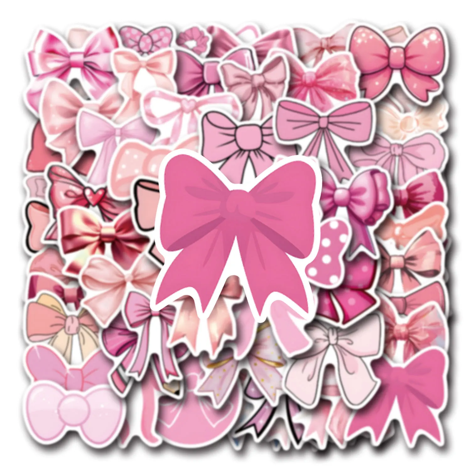 

55pcs Cartoon Pink Beautiful Bow Decorative Water Cup Computer Waterproof Sticker