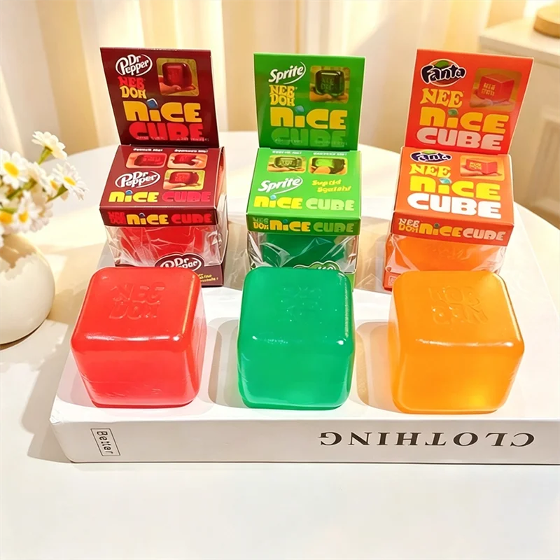Needoh Cola Fanta Nice Cube & Dream Drop Sensory Toy Hamburger Squishy Stress Relief Anxiety Squeeze Pull Toy for Autism ADHD