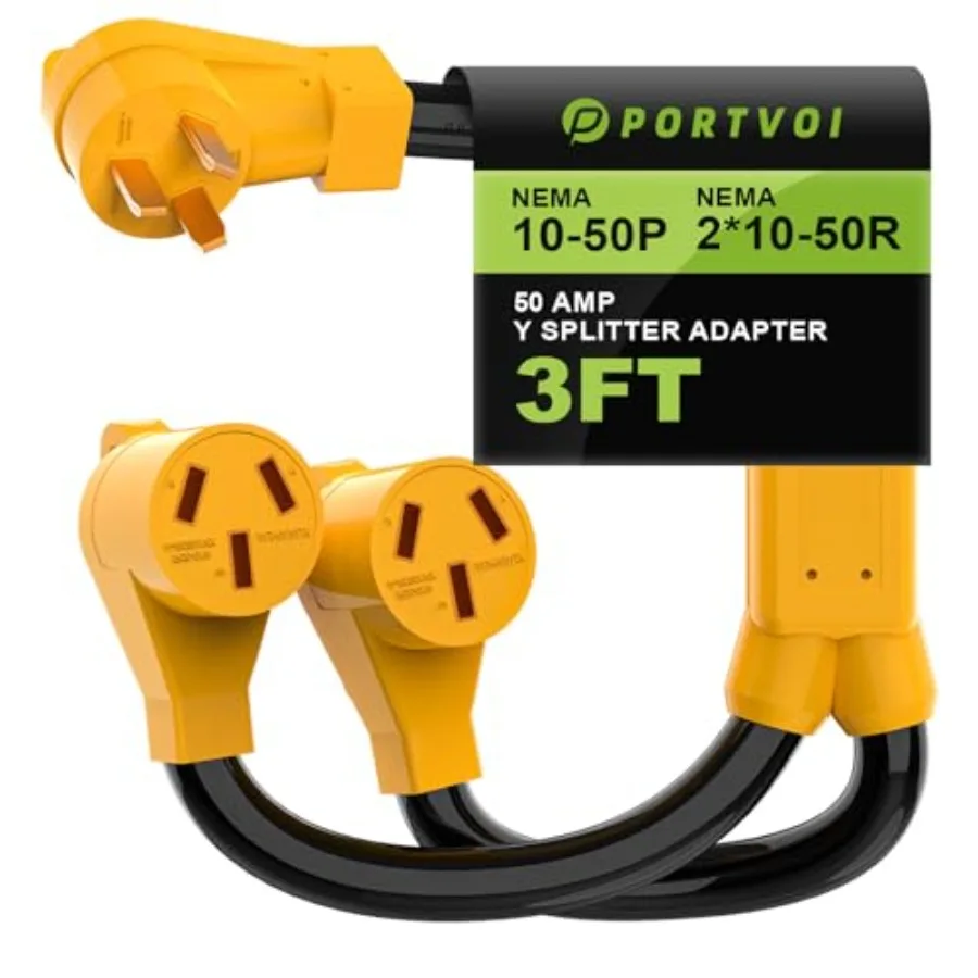 

50Amp NEMA 10-50P to 2X 10-50R Y Splitter Electric Range Adapter Cord 3 Prong 250V Oven Extension Cord ETL Listed Heavy Duty ST
