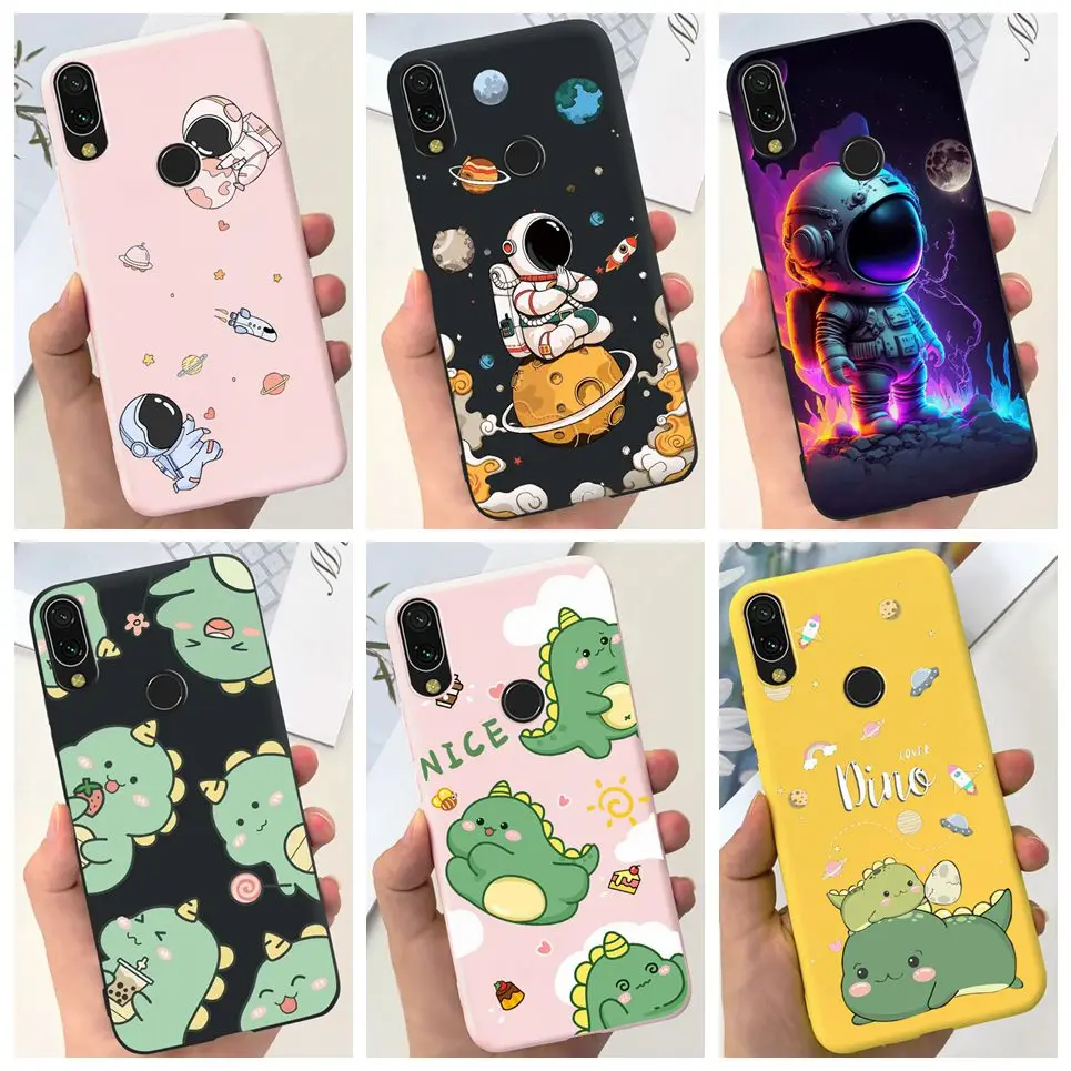 Luxury Liquid Silicone Candy Cases For Samsung Galaxy A10s A107F Coques Funny Dinosaur Little Astronaut Cover Samsung A10 A10s