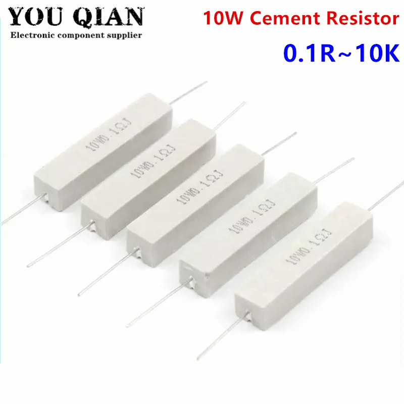 

10W Ceramic Cement Resistor 5% 10 Pcs In A Pack 0.1R 0.5 1 2 3 4.7 10 20 50 100 Ohm 6.8k 0.25R 0.5R 3R 27R 12R 100R