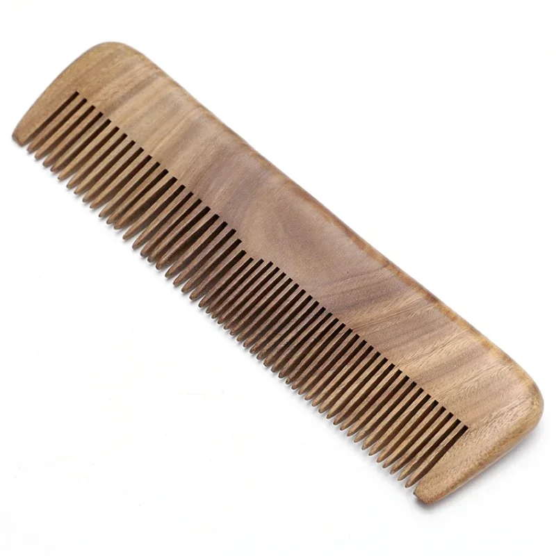 Long Tooth Green Sandalwood Comb, Logotipo personalizado Beard Comb, Pente do tamanho do bolso para o rosto embelezar moda, presente de aniversário,