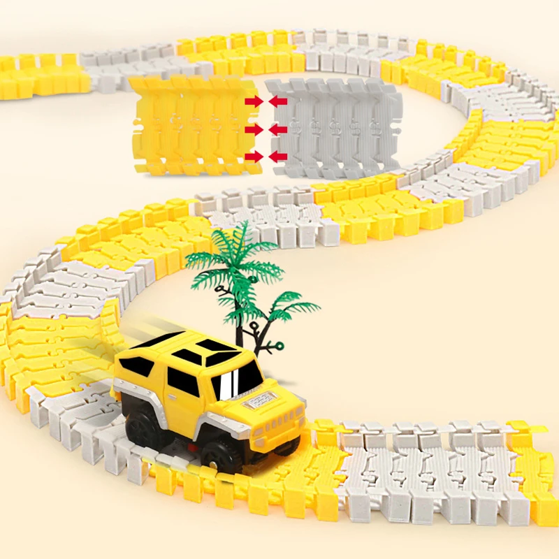 333pcs DIY Educational Toys Mini Car and Train Track Sets Children\'s Railway Hot Racing Vehicle Models Flexible Track Game Brain