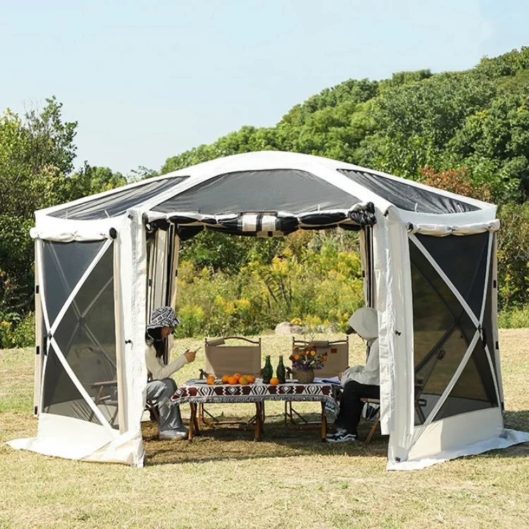 Customized Portable 6 Sides Gazebo Screen House Tent Double-Layer Oxford Fabric Fiberglass Aluminum Outdoor Use Middle-East