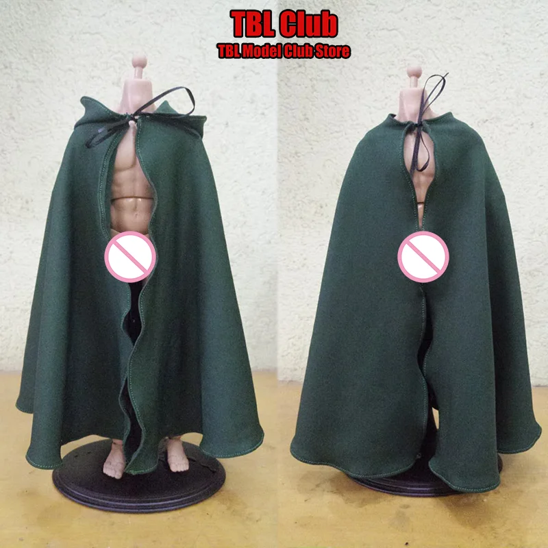 

1/6 Scale Male Accessory Dark Green Hooded Cloak Ancient Customs Mantle Length About 24cm For 12-inch Soldier Action Figure