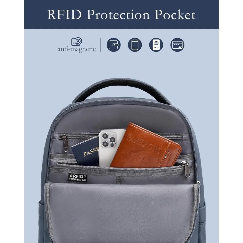 Juego de equipaje de 3 piezas con maleta de mano giratoria de 20 pulgadas, maleta rígida y mochila de viaje: azul, mochila incluida