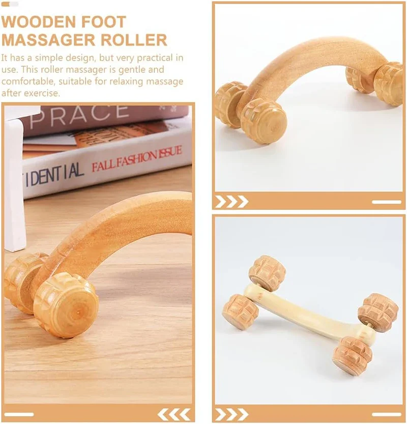 Rodillo de masaje de madera de mano, tejido de terapia de madera para calmar el cuello, tallado corporal, dragado meridiano, pérdida de peso, se puede usar