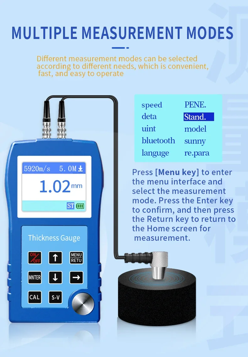 DR85S Digital Ultrasonic Thickness Gauge for Measuring Steel Plate Metal Tube Thickness Versatile Digital Tool