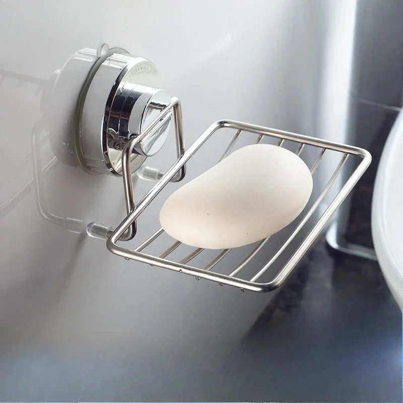 

Non Perforated Stainless Steel Soap Holder for Bathroom Wall Mounted Storage Drain Rack Soap Box Bathroom Soap Box Accessories