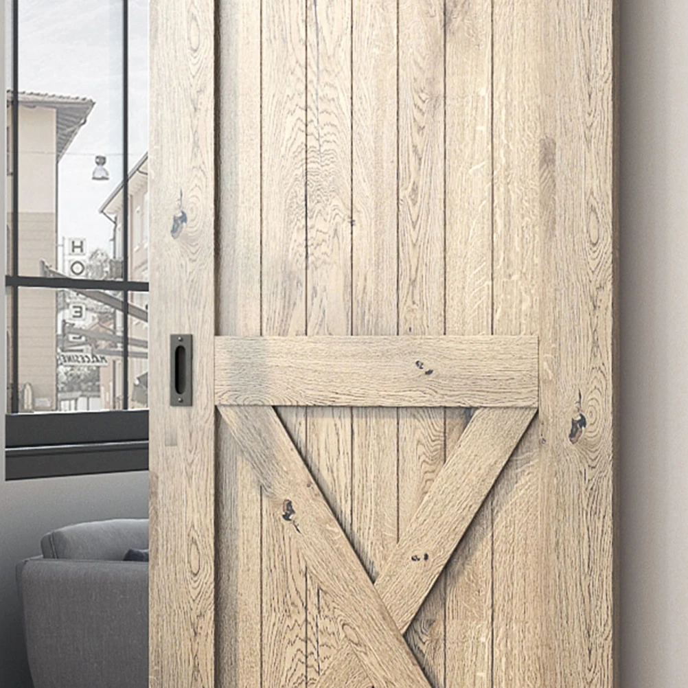 

2Sets Durable Barn Door Handles Recessed Design Hidden Groove Safety Convenience Pocket Door Pull Grip