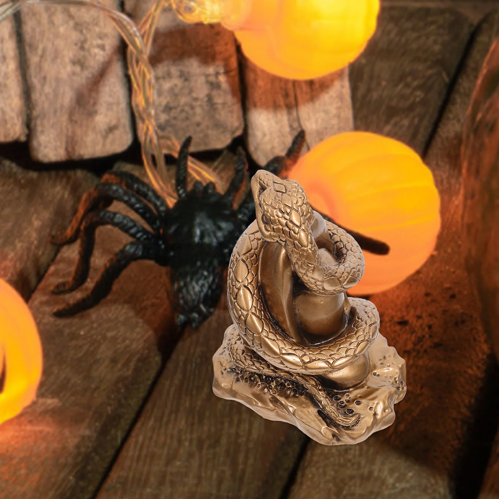 

Resin Zodiac Snake Sculpture Vintage Style Delicate Desktop Statue Home Office Animal Decoration Resin Snake Figurine