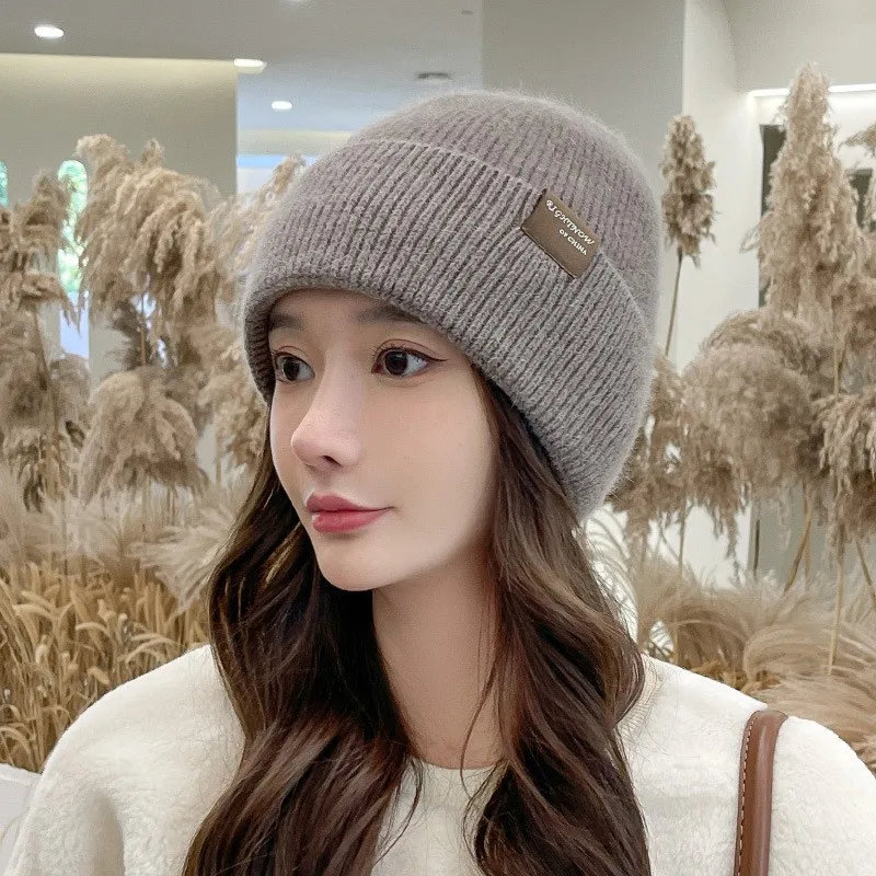 

Thickened Knitting Woolen Cap Female Winter Warm Fleece-Lined Sleeve Cap Cold-Proof Windproof Toque Beanie Hat Earflaps Cap