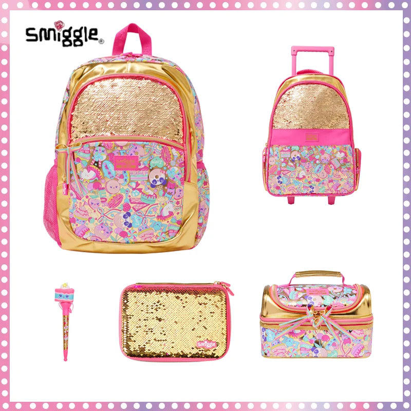 Australian Smiggle Backpacks 20th Anniversary Gold Sequins Schoolbags For Students Lightweight And Large Capacity Backpack Gifts