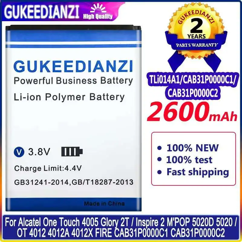 

Battery Tli014a1 CAB31P0000C1 CAB31P0000C2 For Alcatel One Touch 4005 Glory 2T Inspire 2 M'pop 5020D 5020 OT 4012 4012A 4012X