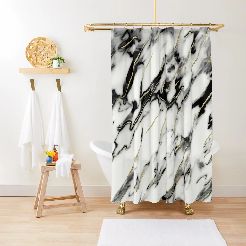 

Classic White Marble Gold Foil Glam #1 #marble #decor #art Shower Curtain Window Bathroom Box Shower Bath Curtain