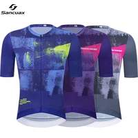SANCUAX-Camiseta de ciclismo de manga corta para hombre, transpirable, de secado rápido, para deportes de ciclismo en carretera, ropa deportiva para bicicleta de montaña