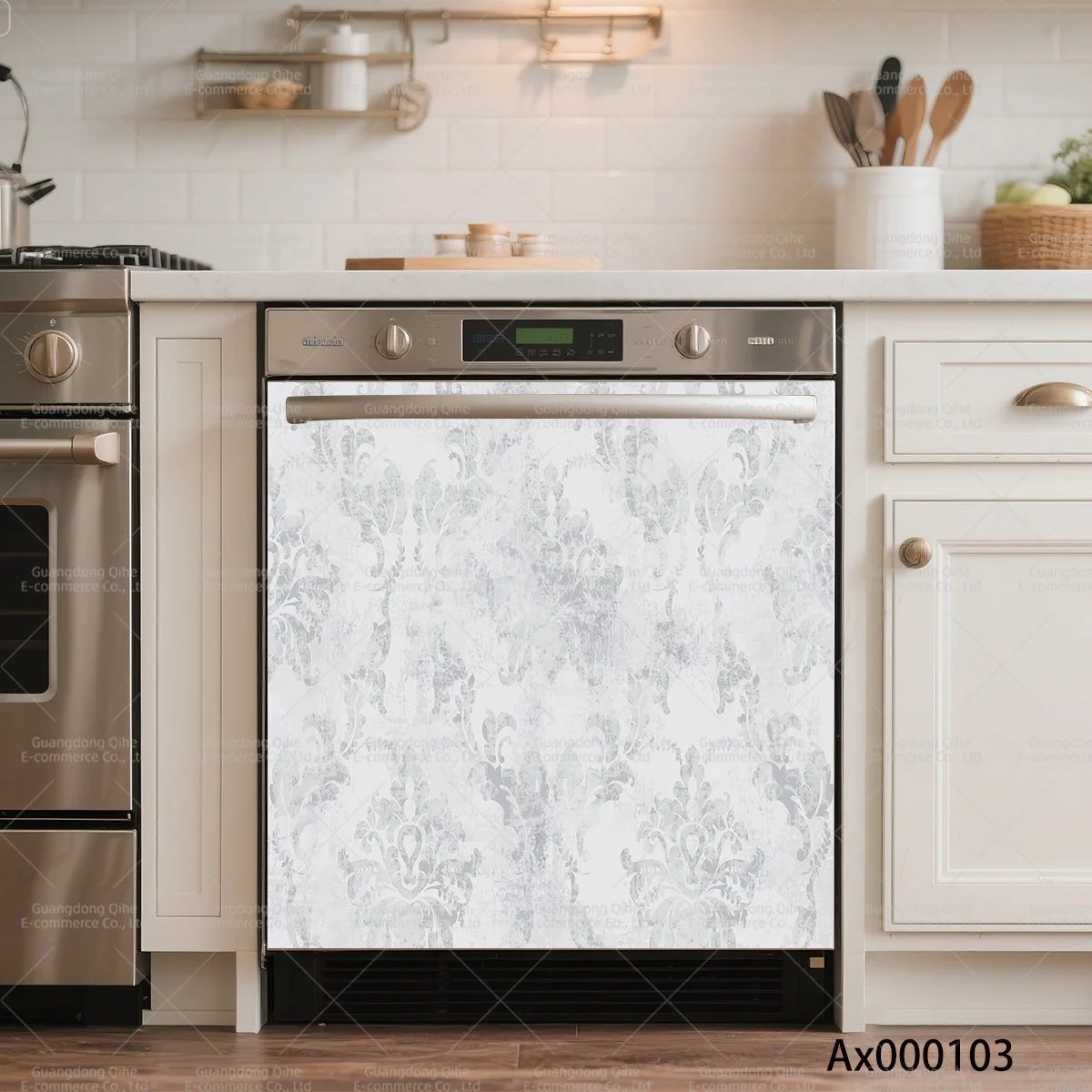 Colorful Vintage Damask Dishwasher Cabinet Stickers Full Door Covered Wallpaper Self-adhesive Sticker Kitchen Appliance Decor