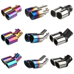 Car Exhaust Tip Stainless Steel Dual Tailpipe Throats Muffler Exhaust Systems Tip Auto Modification Supplies Acesssories