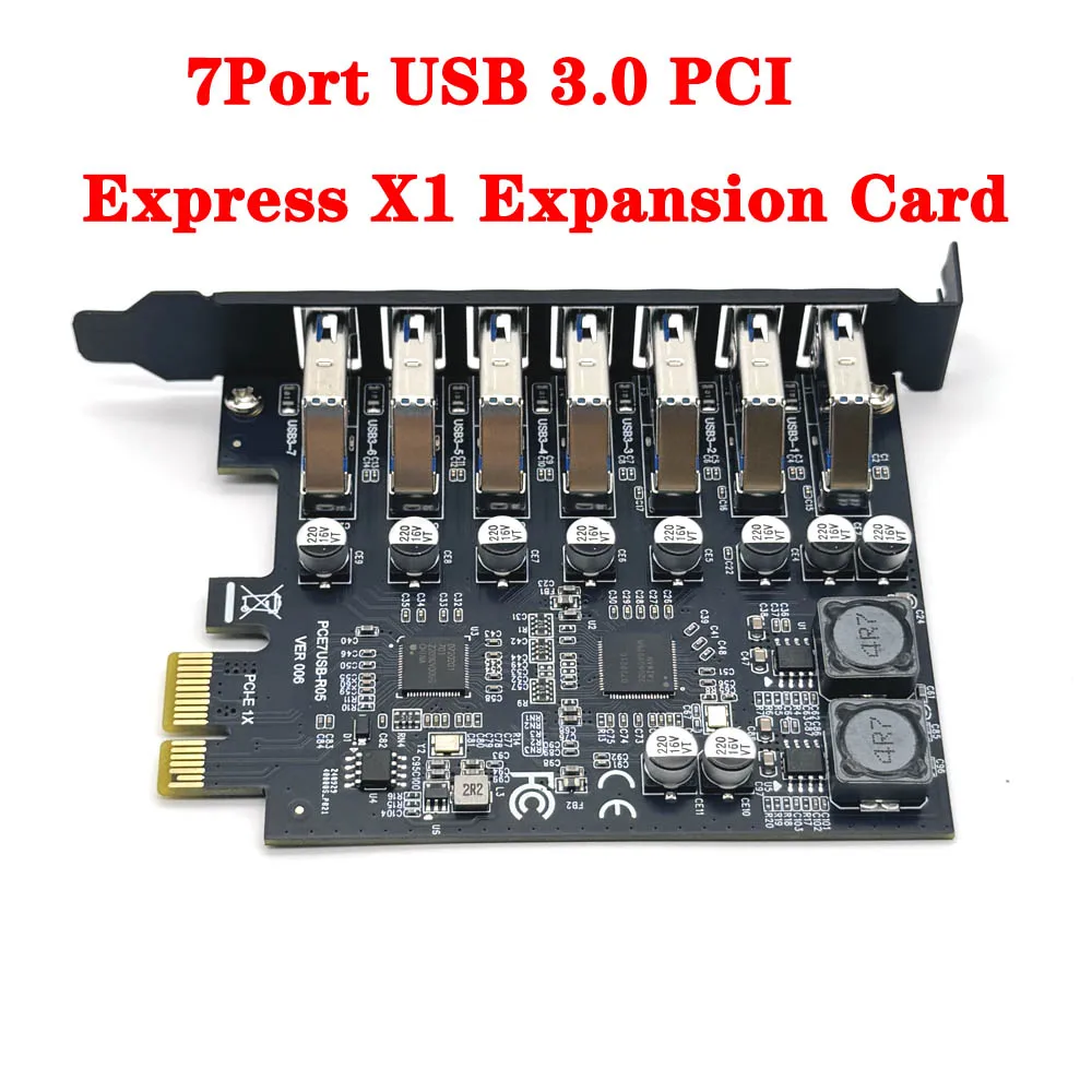 

NEW 7 Port USB 3.0 PCI Express X1 Expansion Card PCI-E PCI E USB 3.0 Board USB3 6Gbps Adapter Controller NEC Chip for Desktop PC