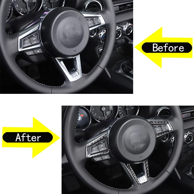 

3Pcs Soft Carbon Fiber For Mazda MX-5 2016-2025+ Car Steering Wheel Button Decorative Frame Sticker Trim Car Accessories