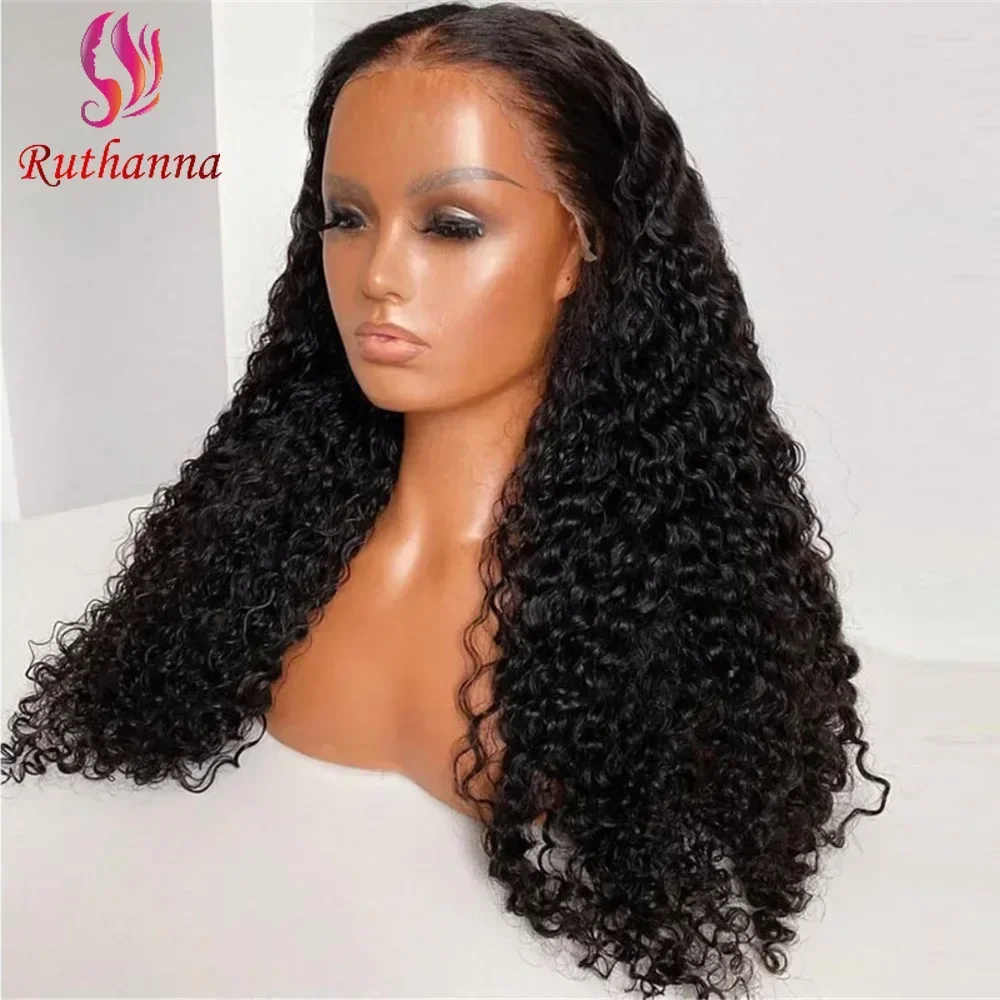 Deep Curly 13x1 T Part/13x4 Lace Front Wool Roll Synthetic Long Curly Wig For Women Middle Part Transparent Lace Wig Daily Use