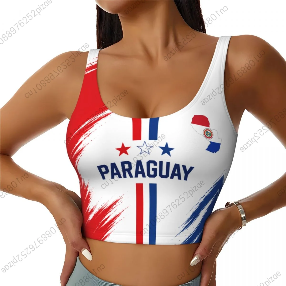 2026 Paraguay Flag Women Sports Bra Crop Top Sports Vest Tank Top for Girl Lady Yoga Gym Running Fitness