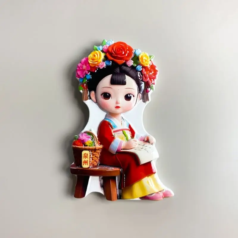 China Quanzhou Xunpu Girl Intangible Cultural Heritage 3D Resin Fridge Magnet - Cute Magnets for Home Decor Items