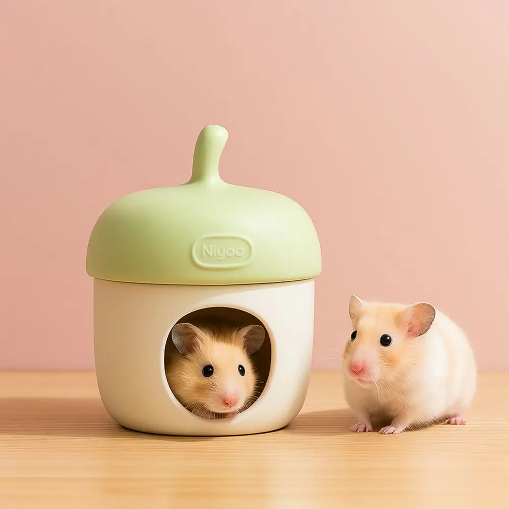 

Practical Unique Acorn Hamster Ice Cage Decorative Cooling Hamster Cooling Nest Cute Hamster House Oversized Golden Bear