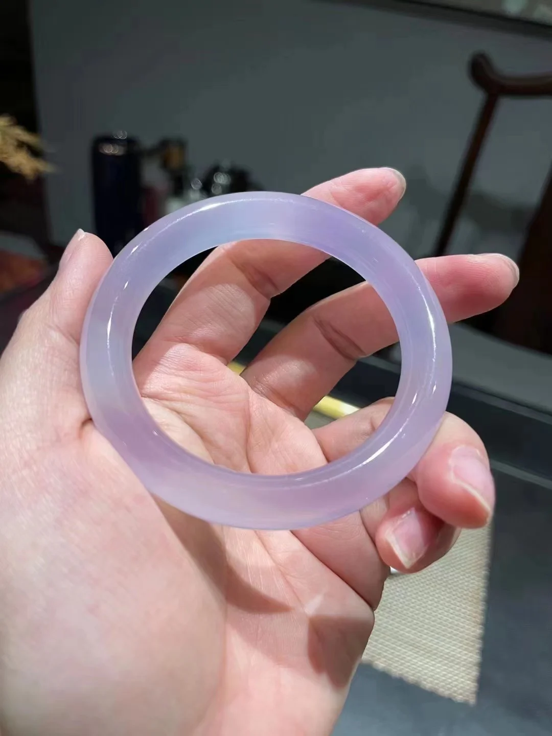 

New Nature Color Light Violet High Ice Circular bar Bracelet Elegant Delicate Jade Bangle Noble Handring Fine Bracelet Jewellry